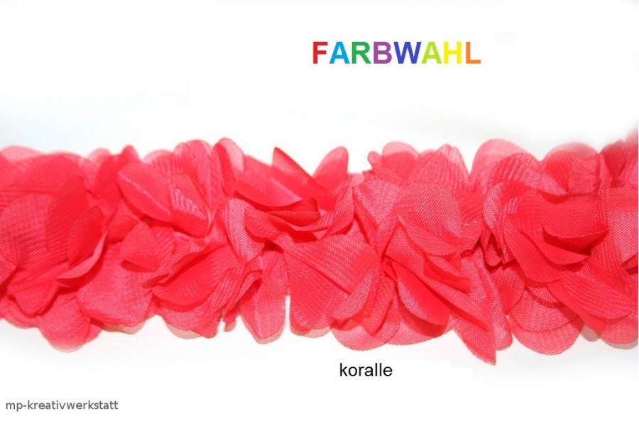 10cm Blumenborte (auf Filzband) ca. 60 mm breit - Farbwahl  (Grundpreis € 12,00/m)
